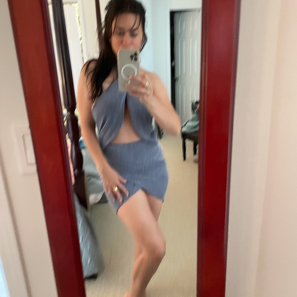 Naked wardrobe mini dress halter criss cross top